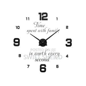3d Wall Clock Large + Time Spent With Family Design
