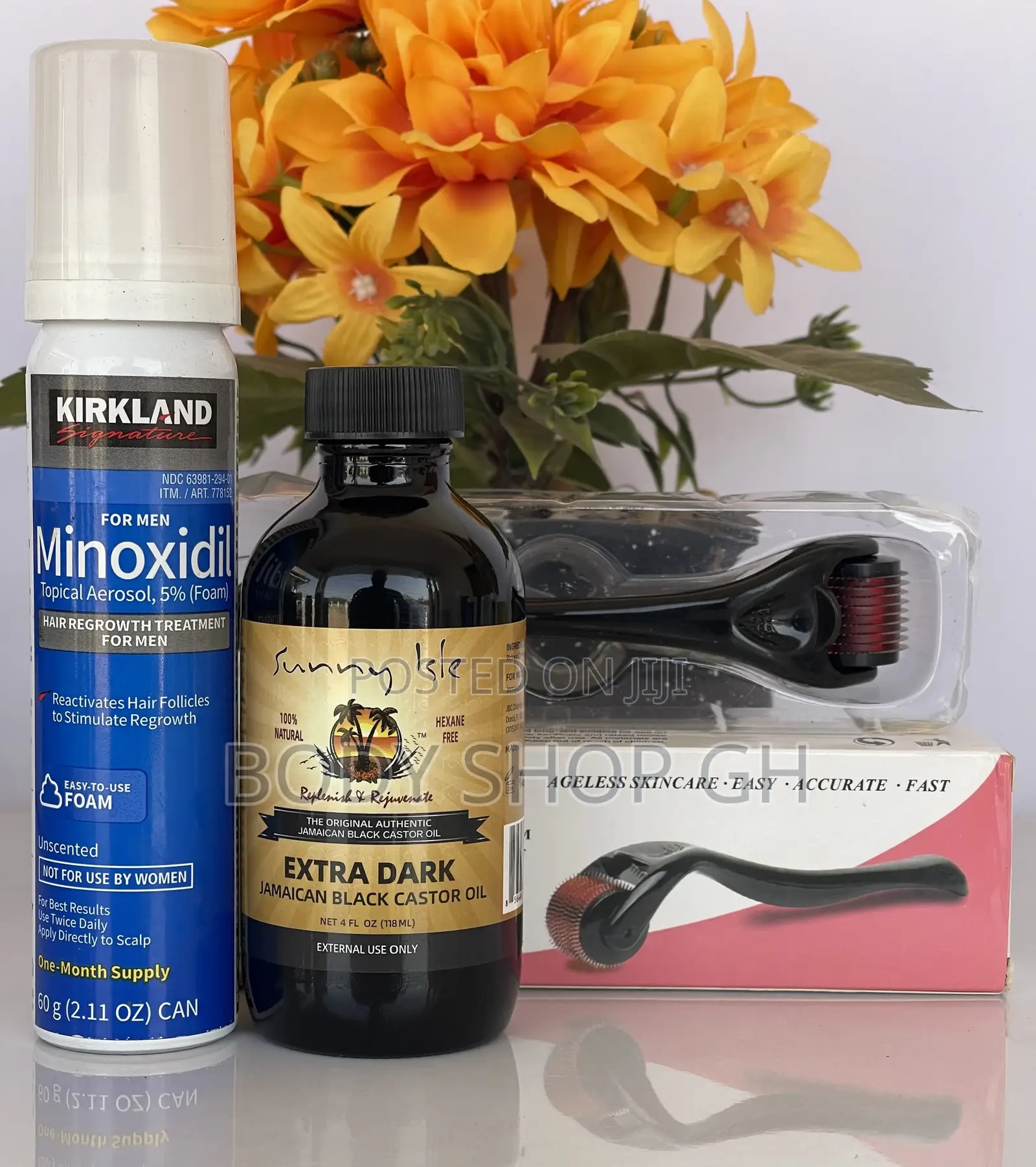 Kirkland Minoxidil Foam + Roller + Castor Oil - Hair Growth