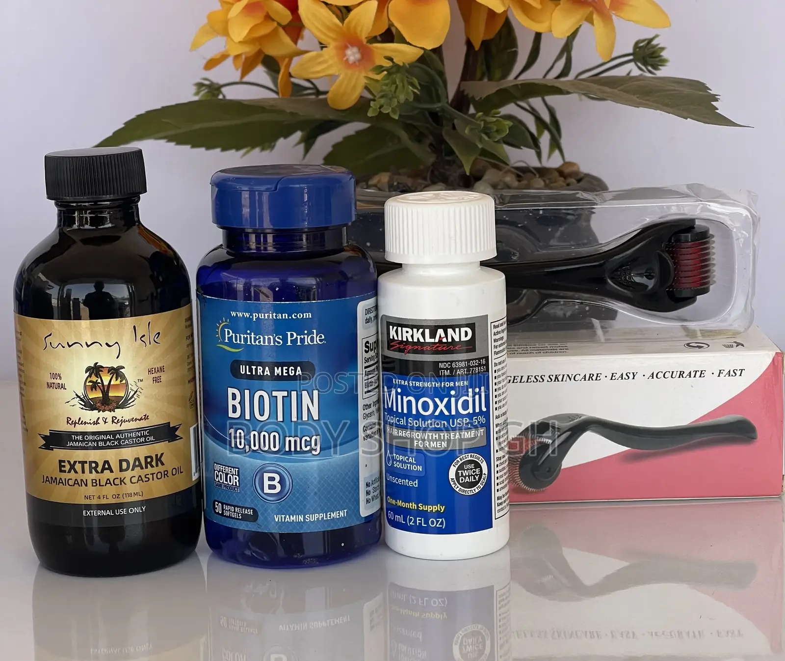 Kirkland Minoxidil + Biotin + Roller + Castor Oil for Hair