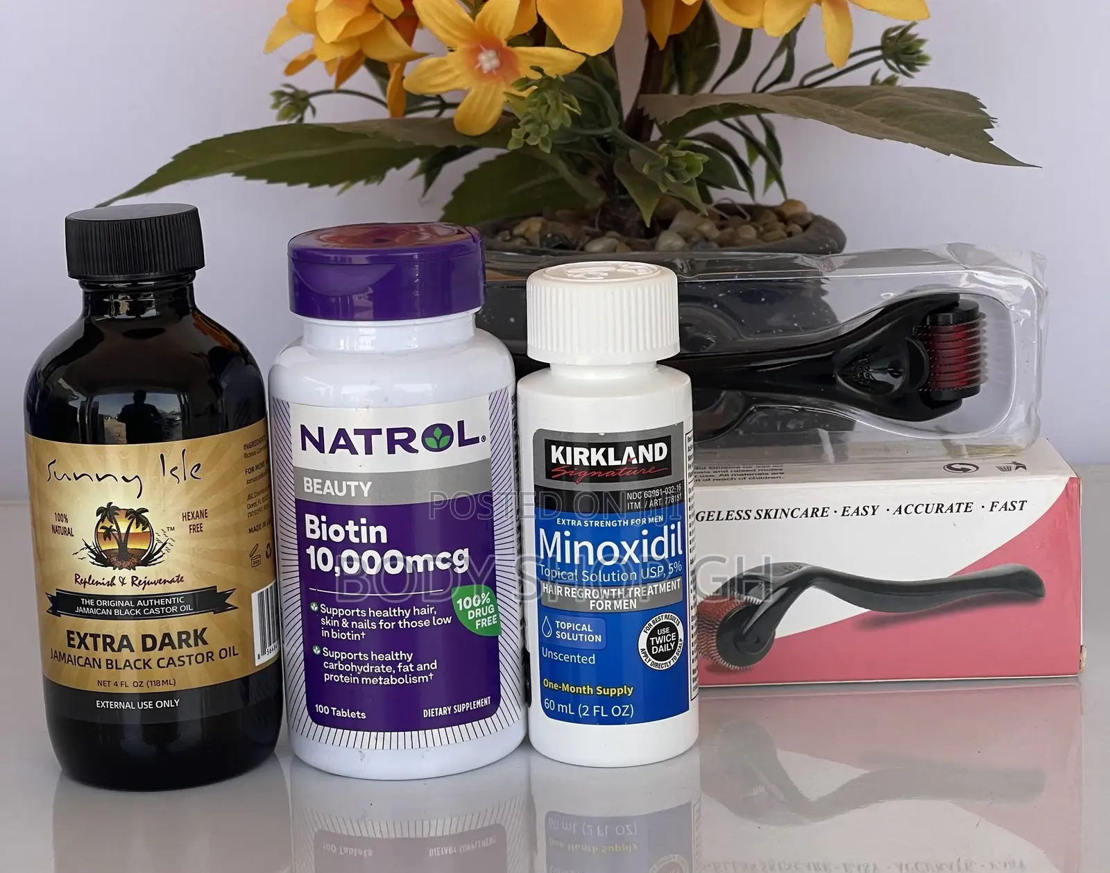 Kirkland Minoxidil + Biotin + Roller + Castor Oil for Hair