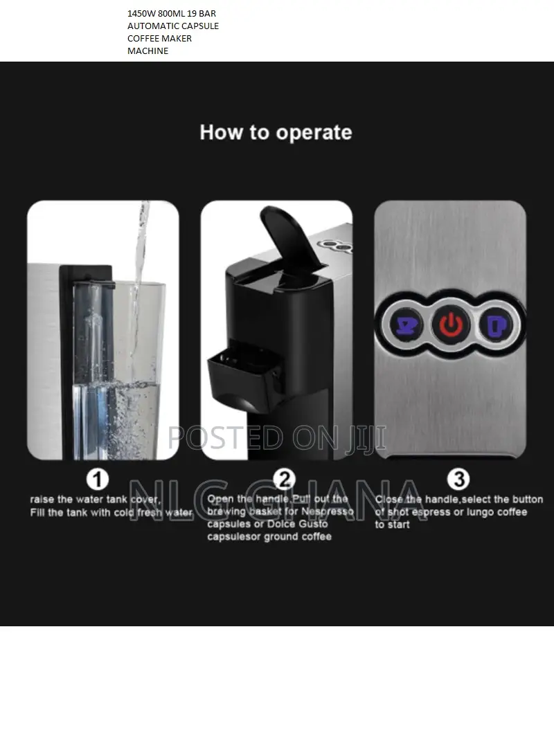 1450W 800ml 19 Bar Automatic Capsule Coffee Maker Machine