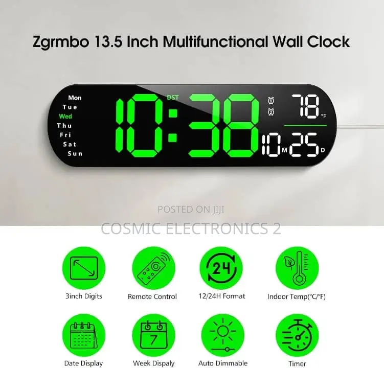 Digital Wall Clock With Timer and Adjustable LED Lights