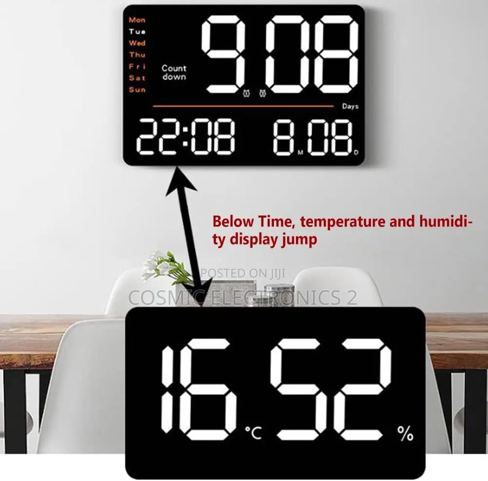 LED Digital Wall Clock With Multi-Functional Display