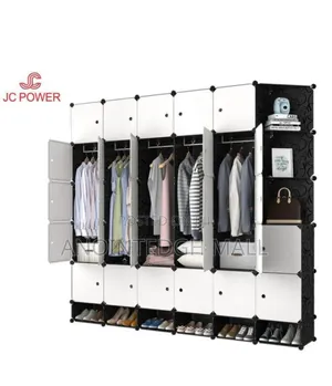 30 Cubes Plastic Wardrobe + Shoe Rack - Black