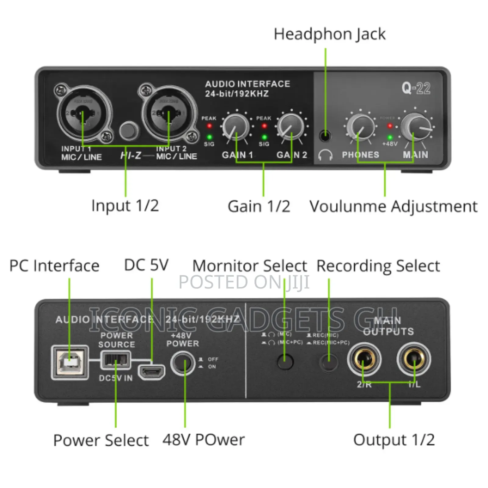 Q22 24bit Audio Sound Card Interface