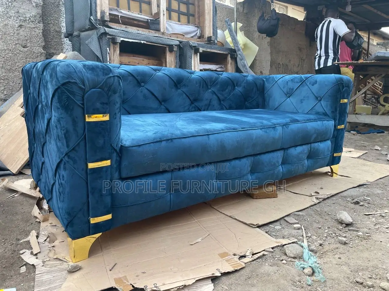 Eloquence Blue Massive 3 In 1 Sofa// Solid
