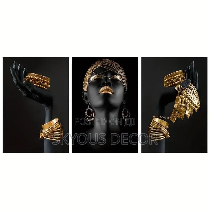 Black Gold Hand Face Wall Art Canvas