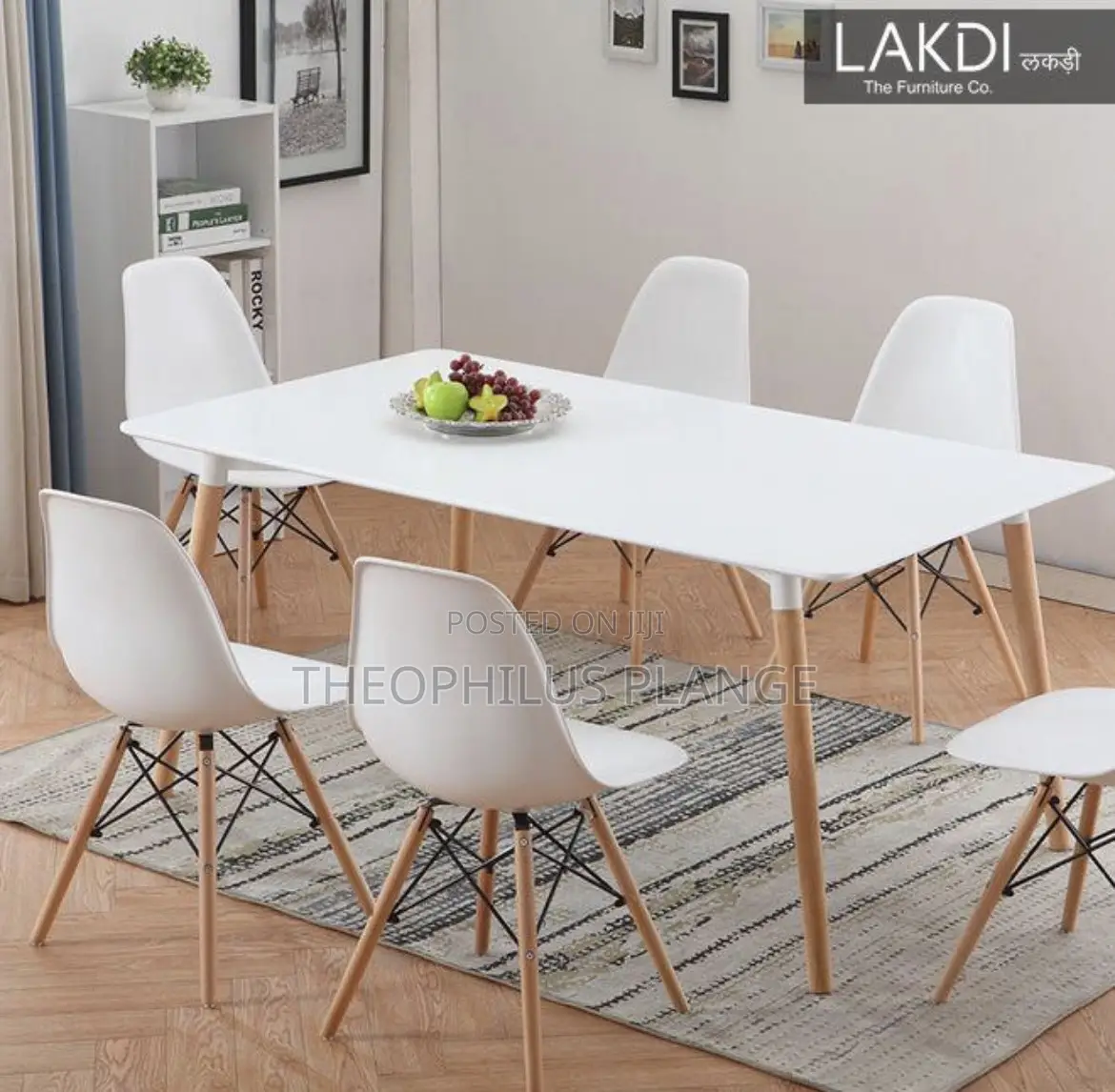 White Dining Table Set With 6 Nordic Chairs