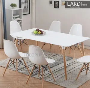 White Dining Table Set With 6 Nordic Chairs