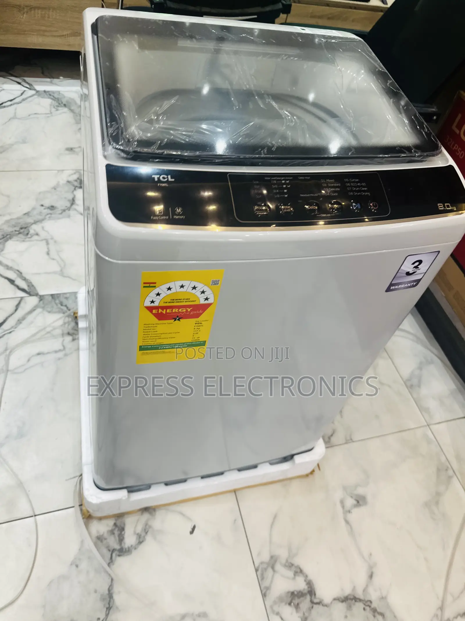8kg Topload Washing Machine TCL Grey 
