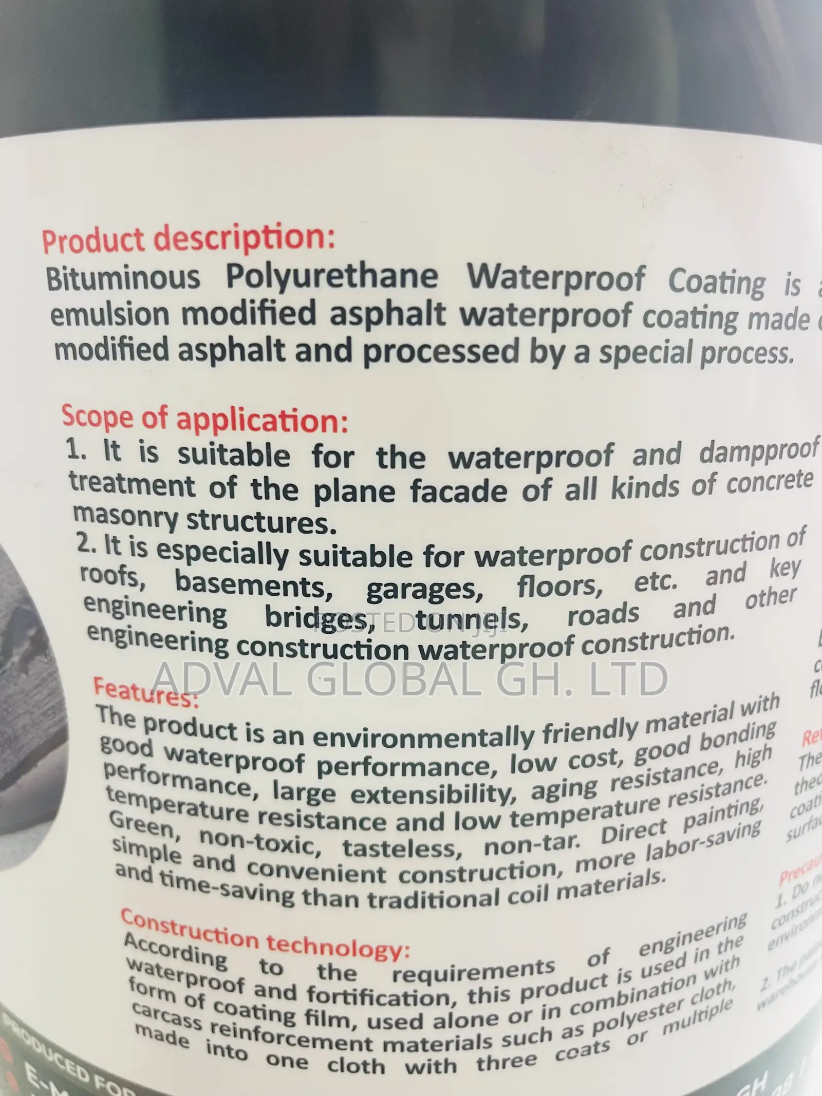 Bituminous Polyurethane (Waterproof Coating)