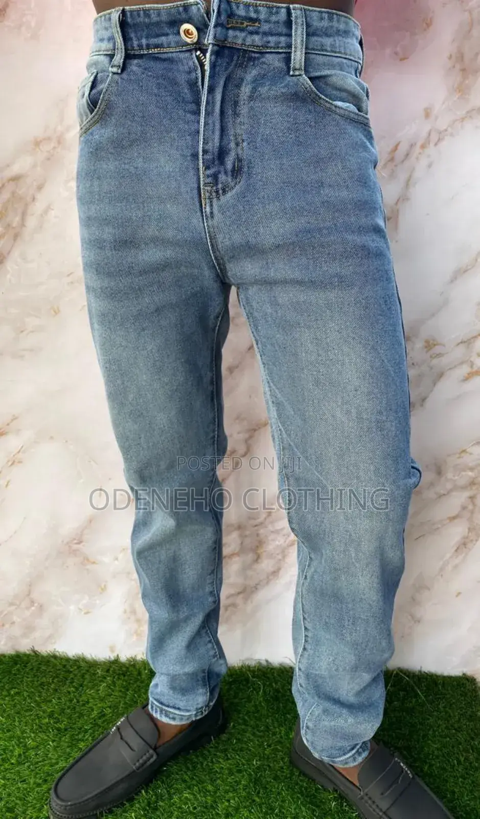 Denim Faded Blue Jeans Trousers for Men