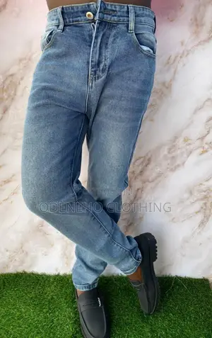 Denim Faded Blue Jeans Trousers for Men