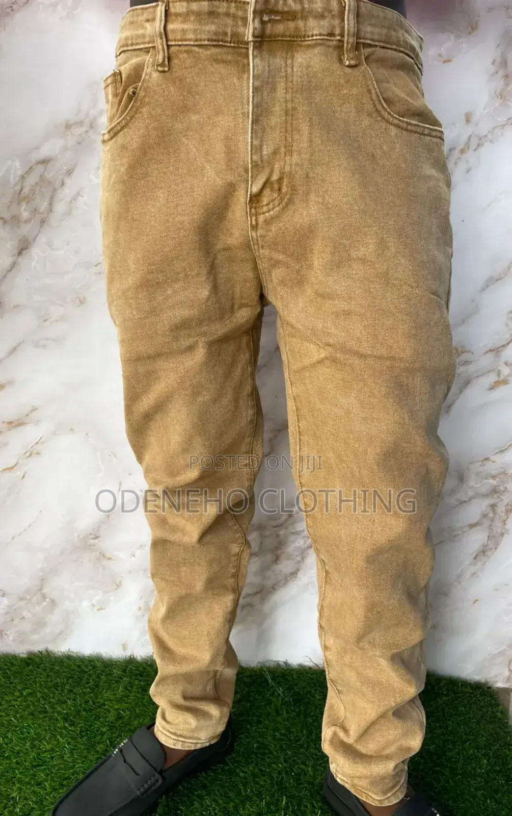 Khaki Coloured Jeans Trousers for Plus Size Men