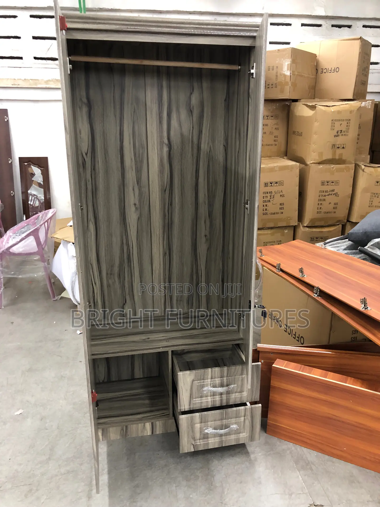Foreign Two Doors Wardrobe With Mirror and Drowners