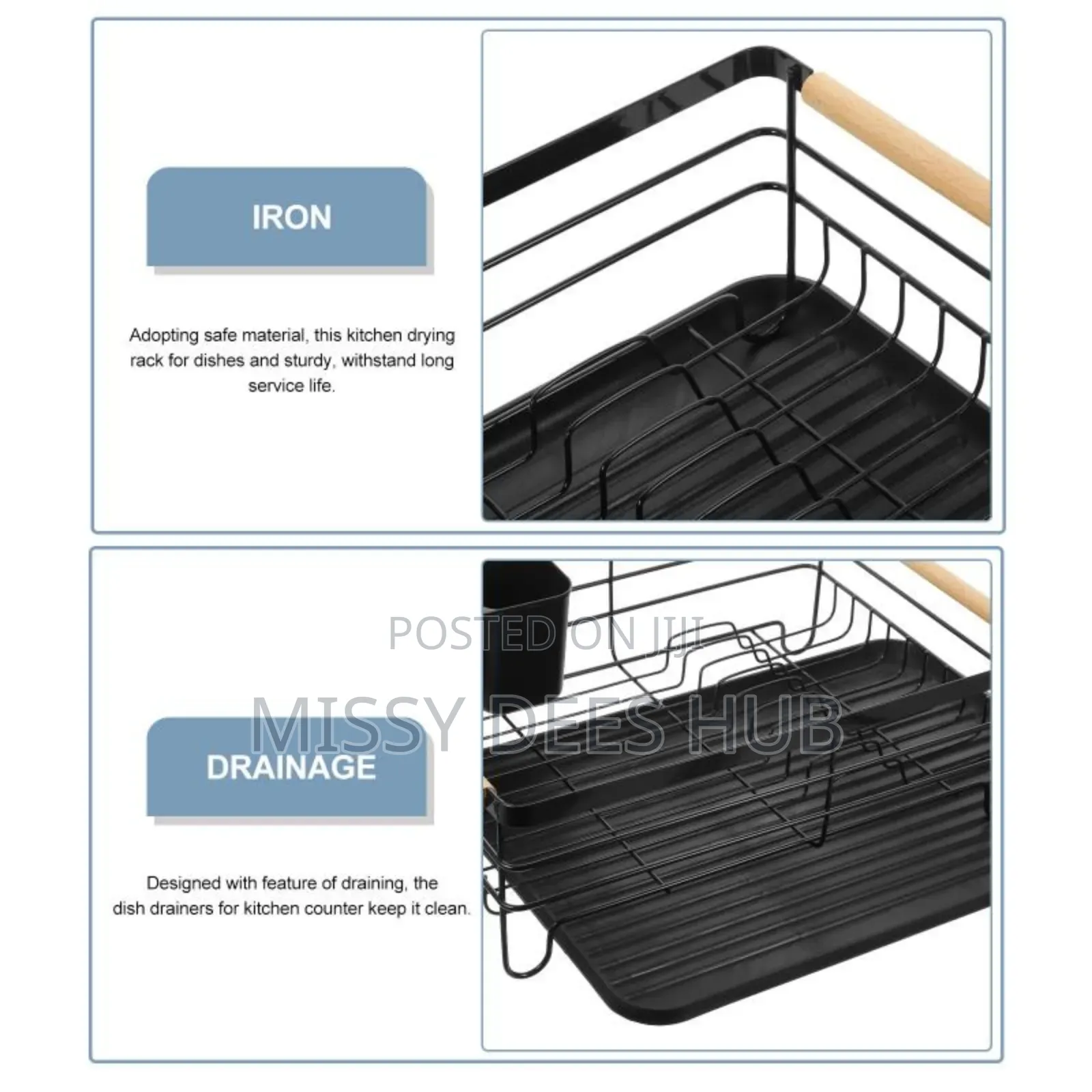 Dish Rack With Wooden Handles