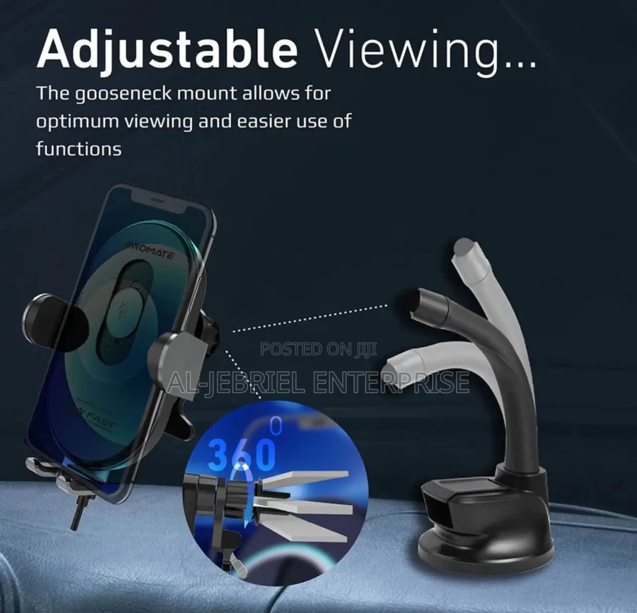 POWERMOUNT-15W Promate Smart Sensor Car Wireless Charger