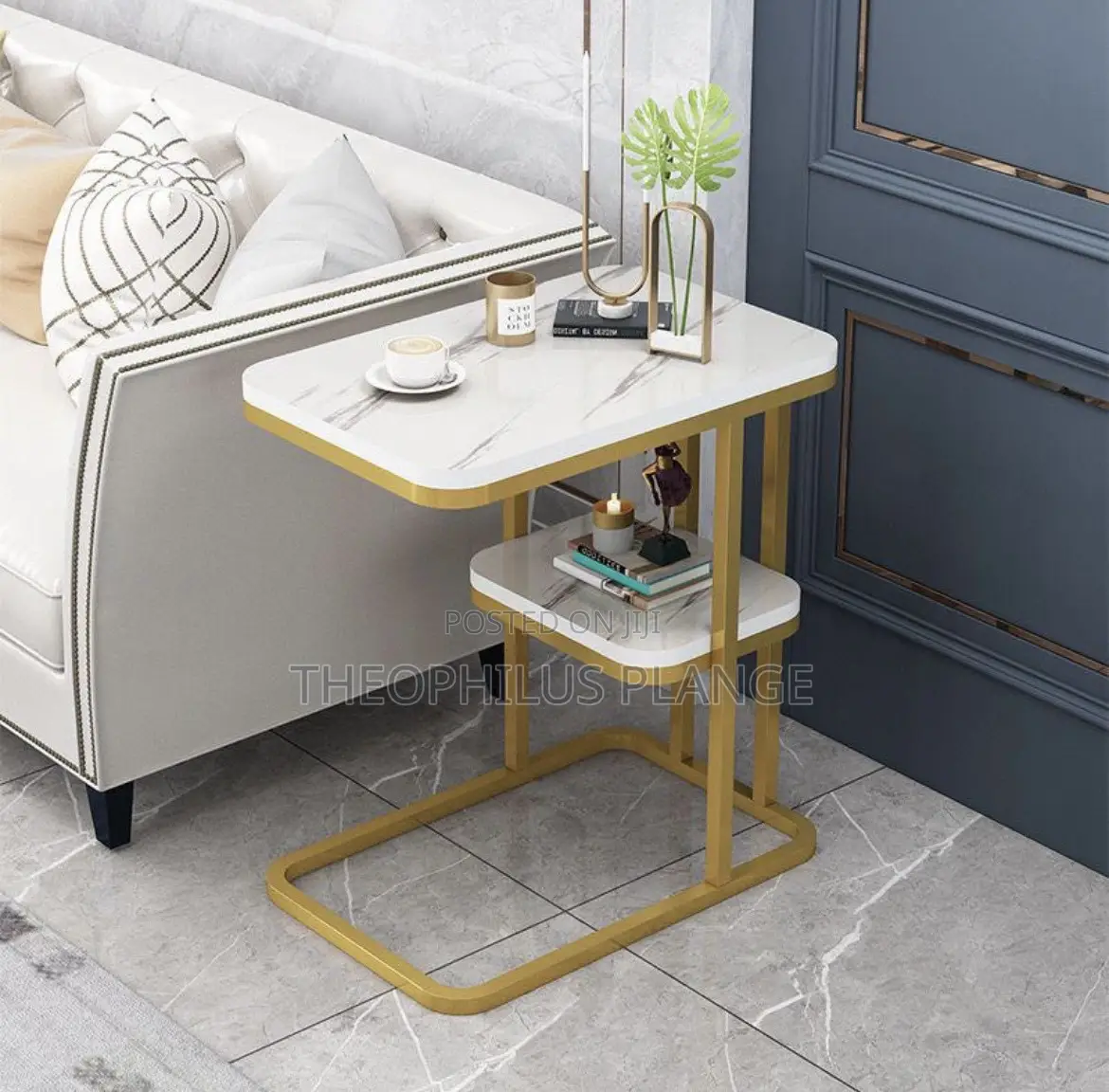 Mable Side Table/ Coffee Table (Gold and White )