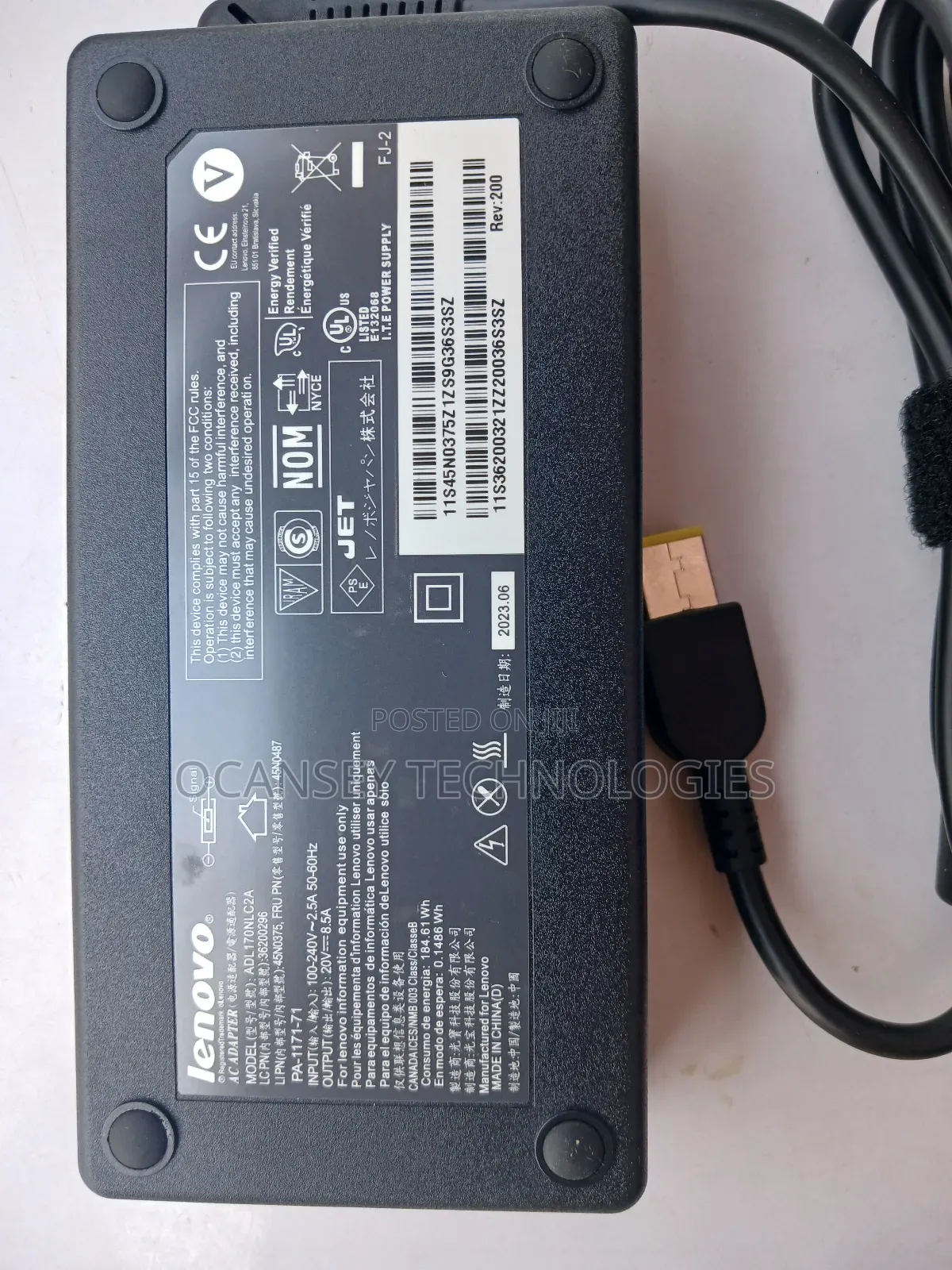 Original Lenovo USB 20V 8.5A 170W Laptop Charger
