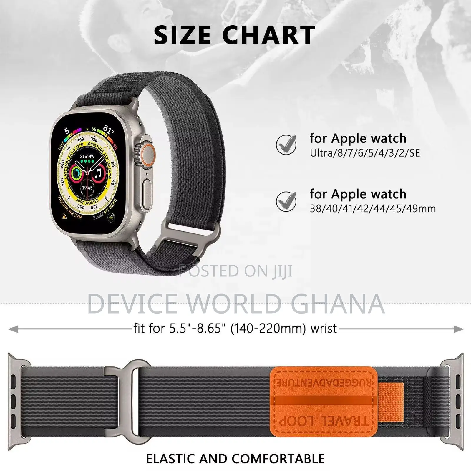 Travel Nylon Loop Strap/ Band for Apple Watch Series 1-10
