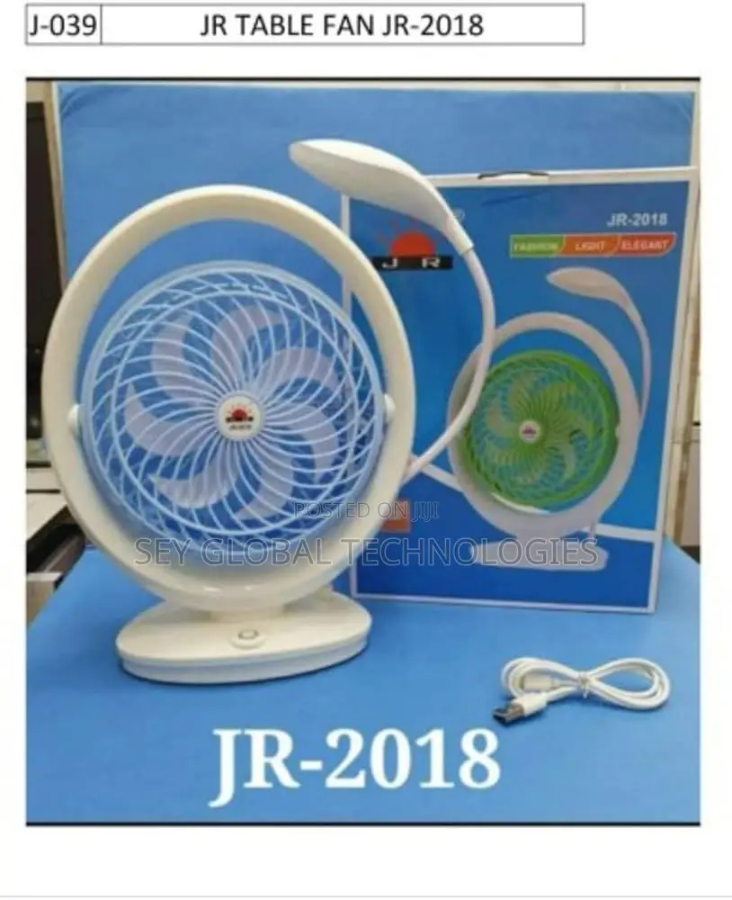 JR-2018 Powerful Rechargeable Table Fan With Ledlight