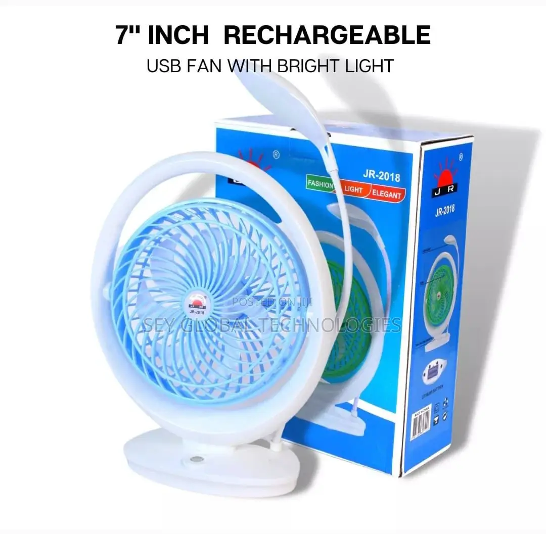 JR-2018 Powerful Rechargeable Table Fan With Ledlight