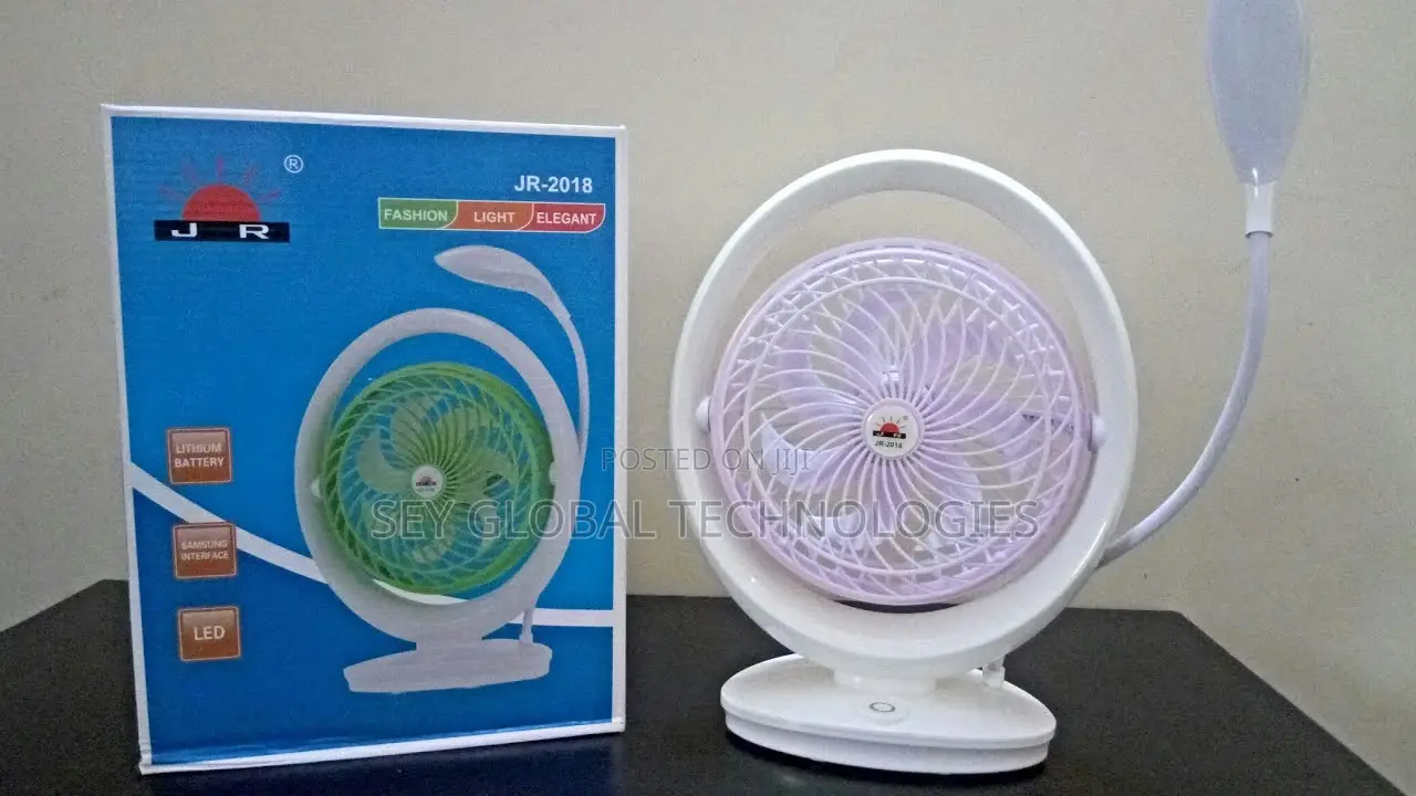 JR-2018 Powerful Rechargeable Table Fan With Ledlight