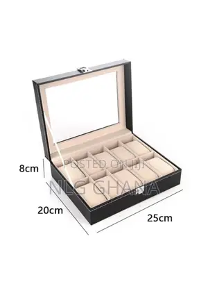 10 Compartments Watch Organizer Box PU Leather Glass Top Dis
