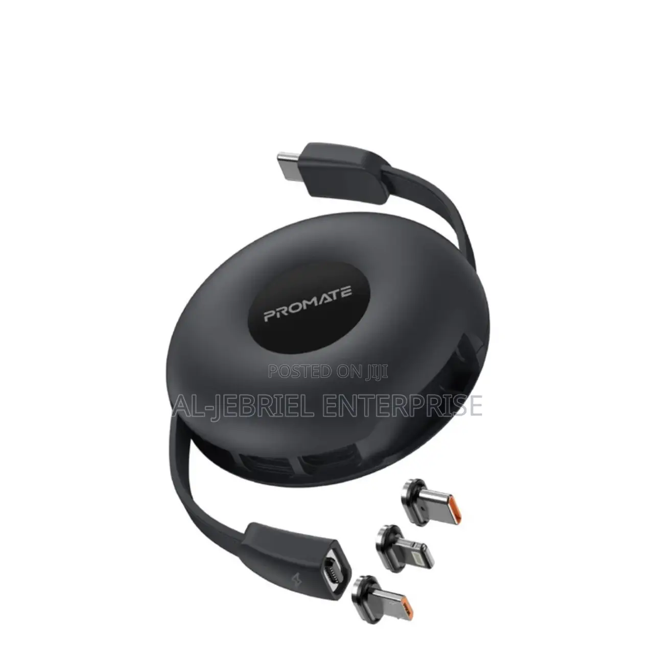 3-in-1 Promate Auto-Recoil USB-C Cable With Magnetic USB-C