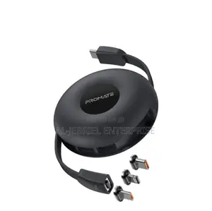 3-in-1 Promate Auto-Recoil USB-C Cable With Magnetic USB-C
