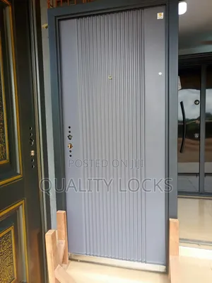 Durable Gray Metal Security Door for All Weather
