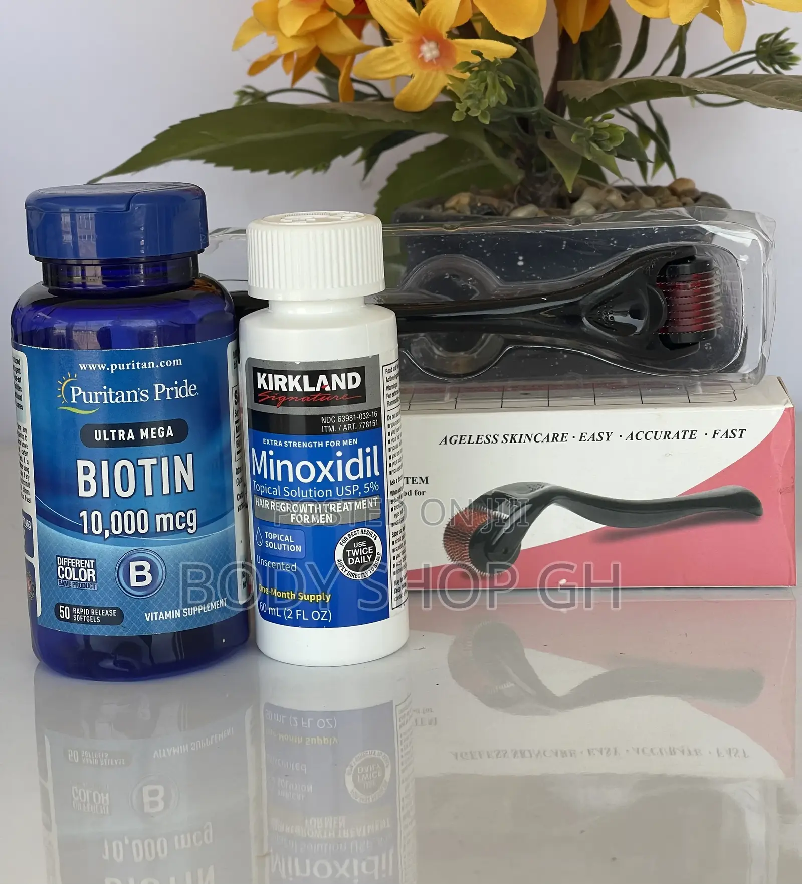 Kirkland + Biotin + Roller for Beard, Hairline and Bald Spot