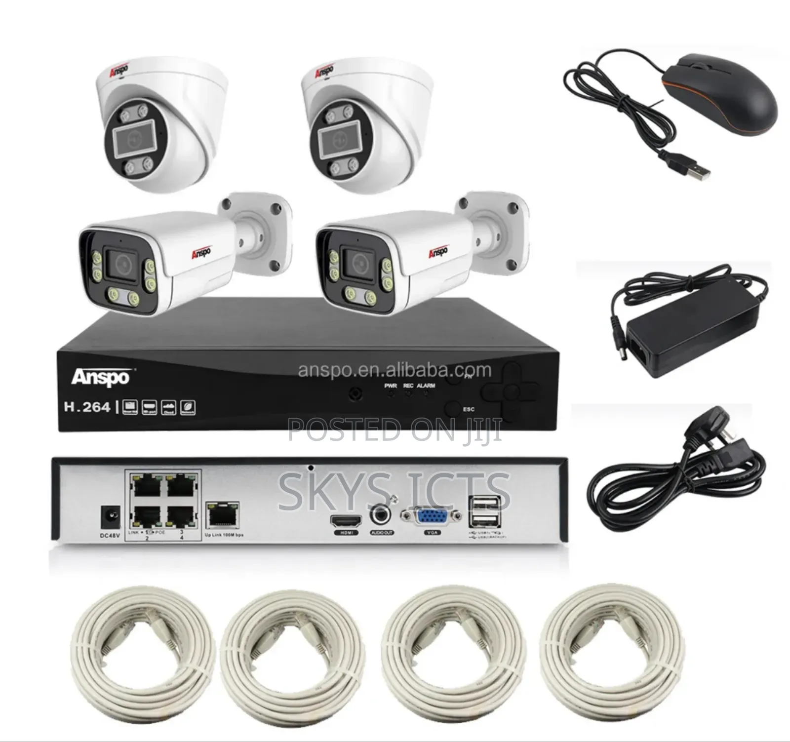 Anspo 4 Channel IP Poe CCTV Kit