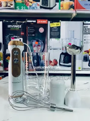 Hand Blender Set (3 in 1) - (White) With Wood-Effect Details