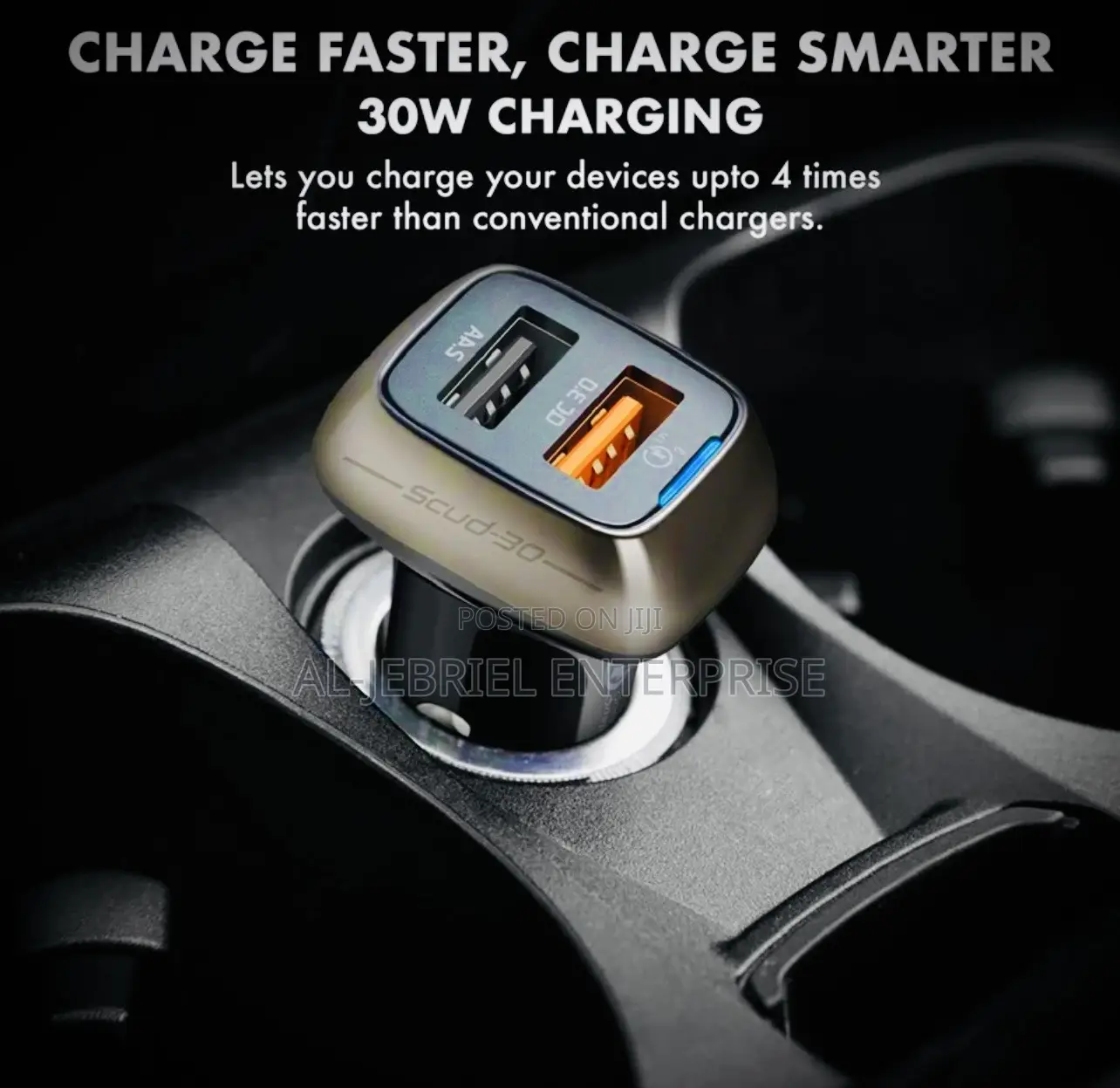 Quick Charge SCUD-30 Promate 30 Watts Dual Ports Car Charger