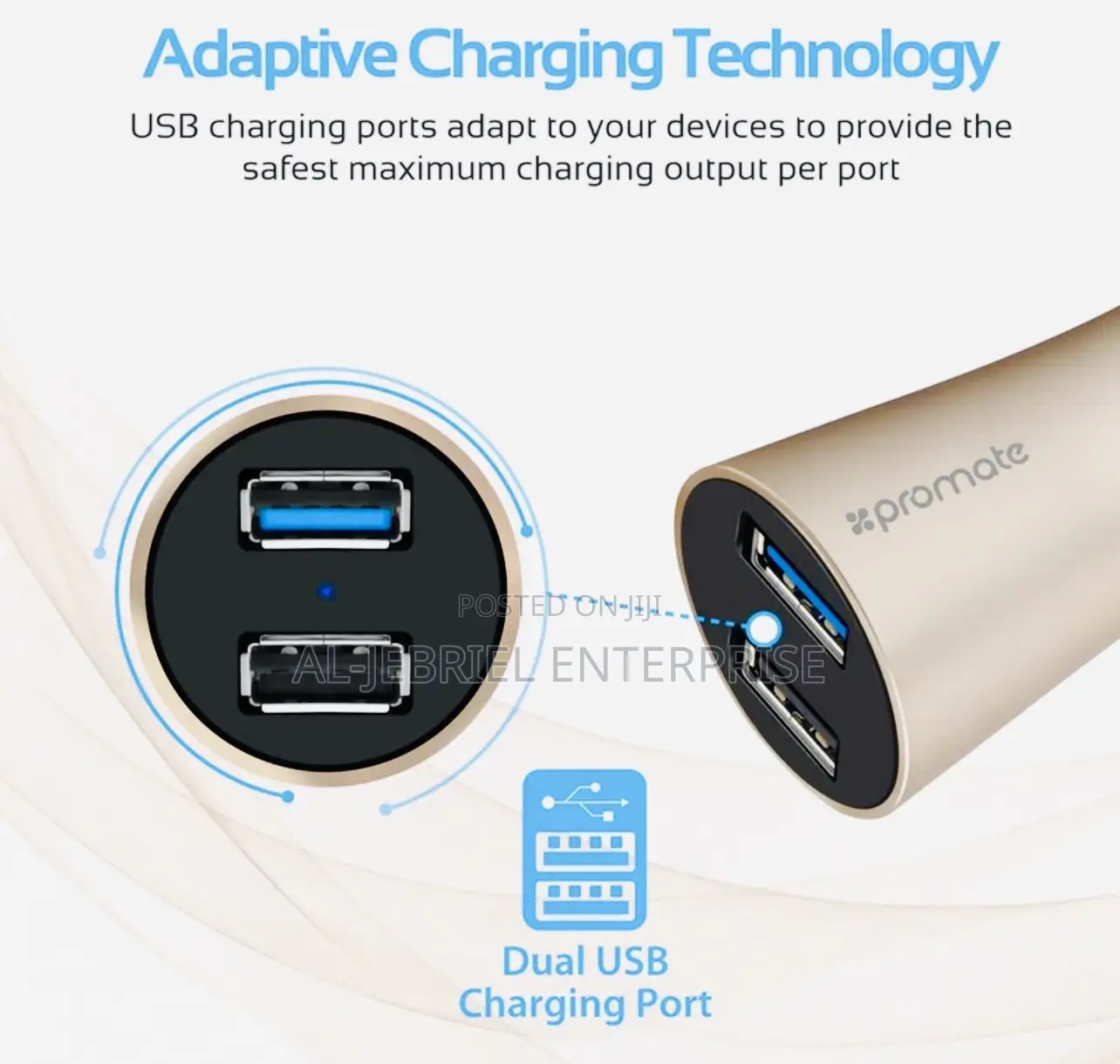 Fast Charge Promate ROBUST QC3.0 Dual USB Ports Car Charger