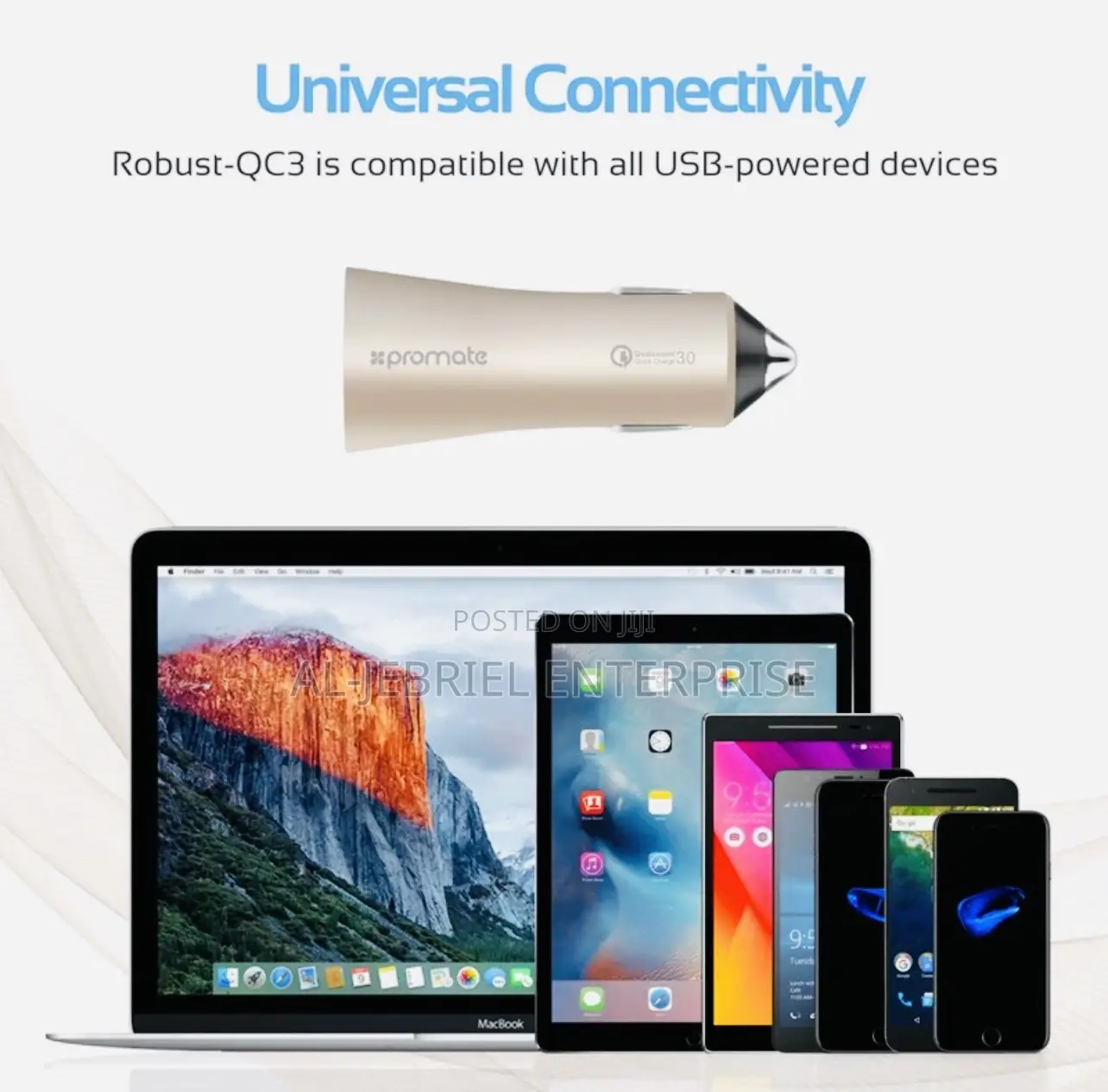 Fast Charge Promate ROBUST QC3.0 Dual USB Ports Car Charger
