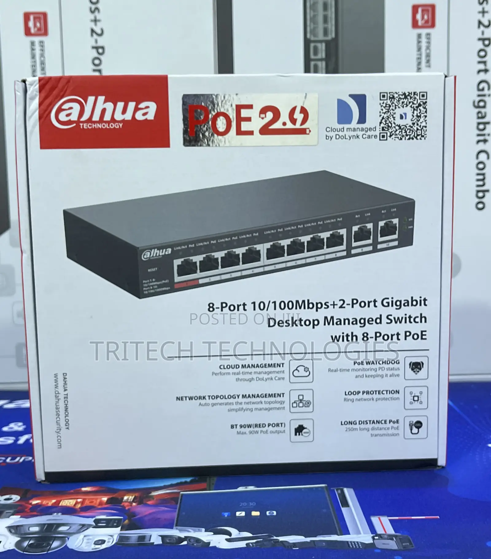 Dahua 8port Poe Switch With 2 Uplink Dh-Cs4010-8et-110