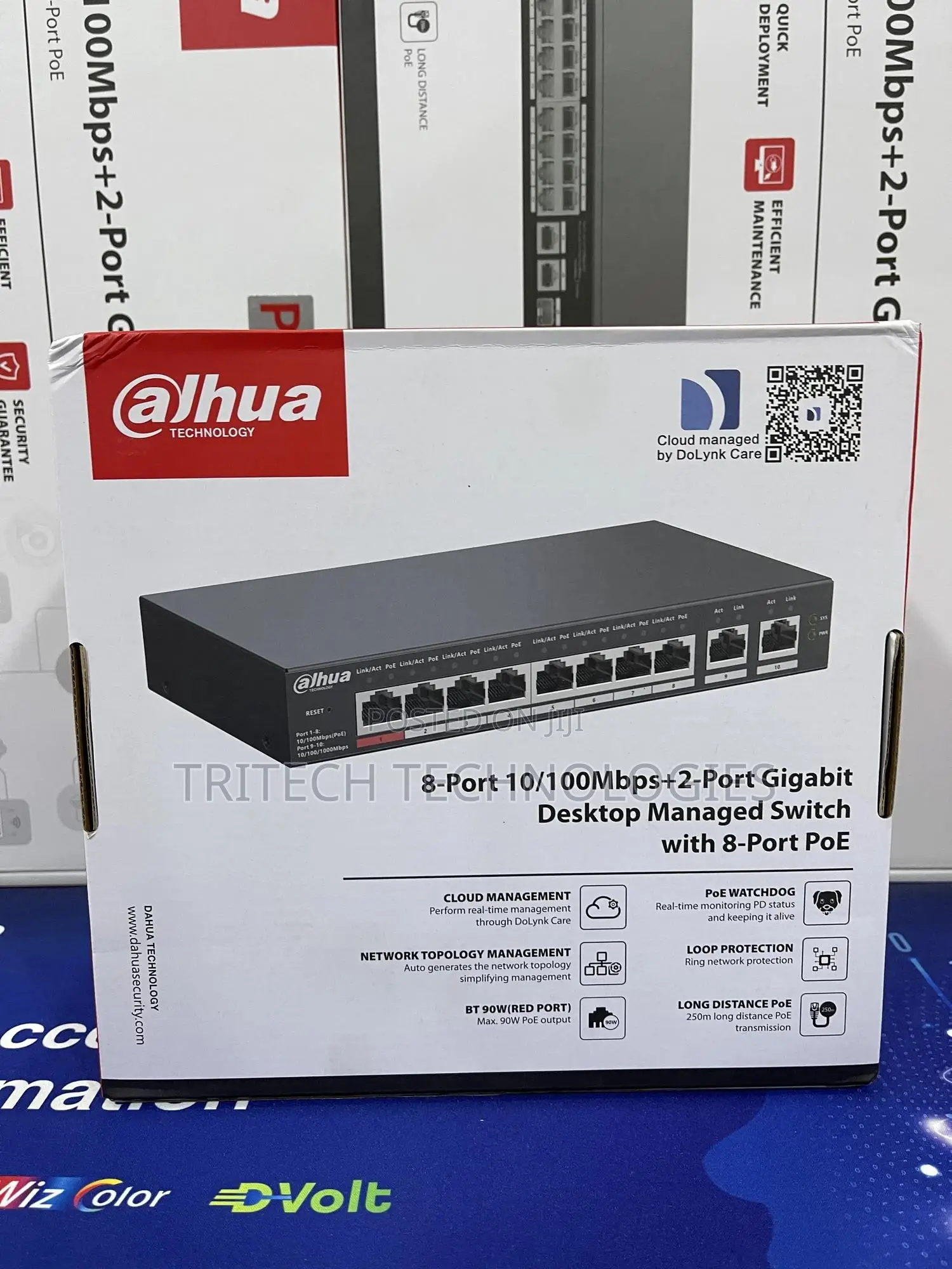 Dahua 8port Poe Switch With 2 Uplink Dh-Cs4010-8et-110