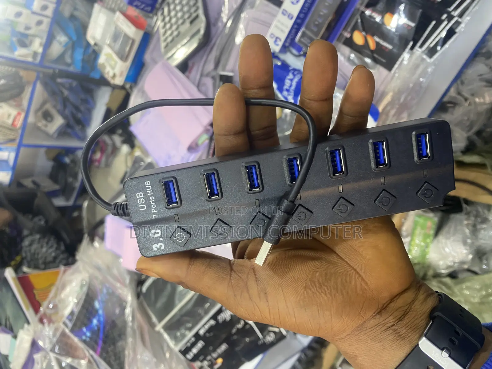 3.0 Usb Hub 7 Ports With Dc 5v Power Jack, LED Induction