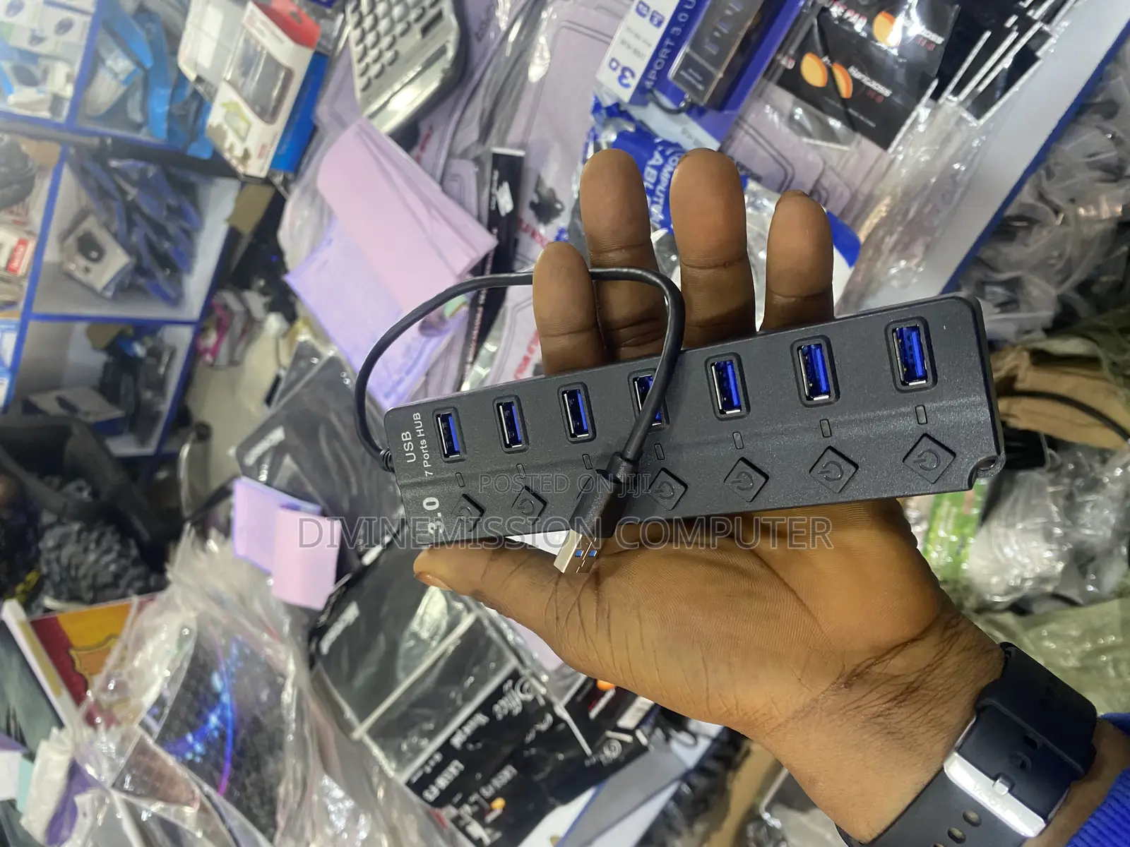 3.0 Usb Hub 7 Ports With Dc 5v Power Jack, LED Induction