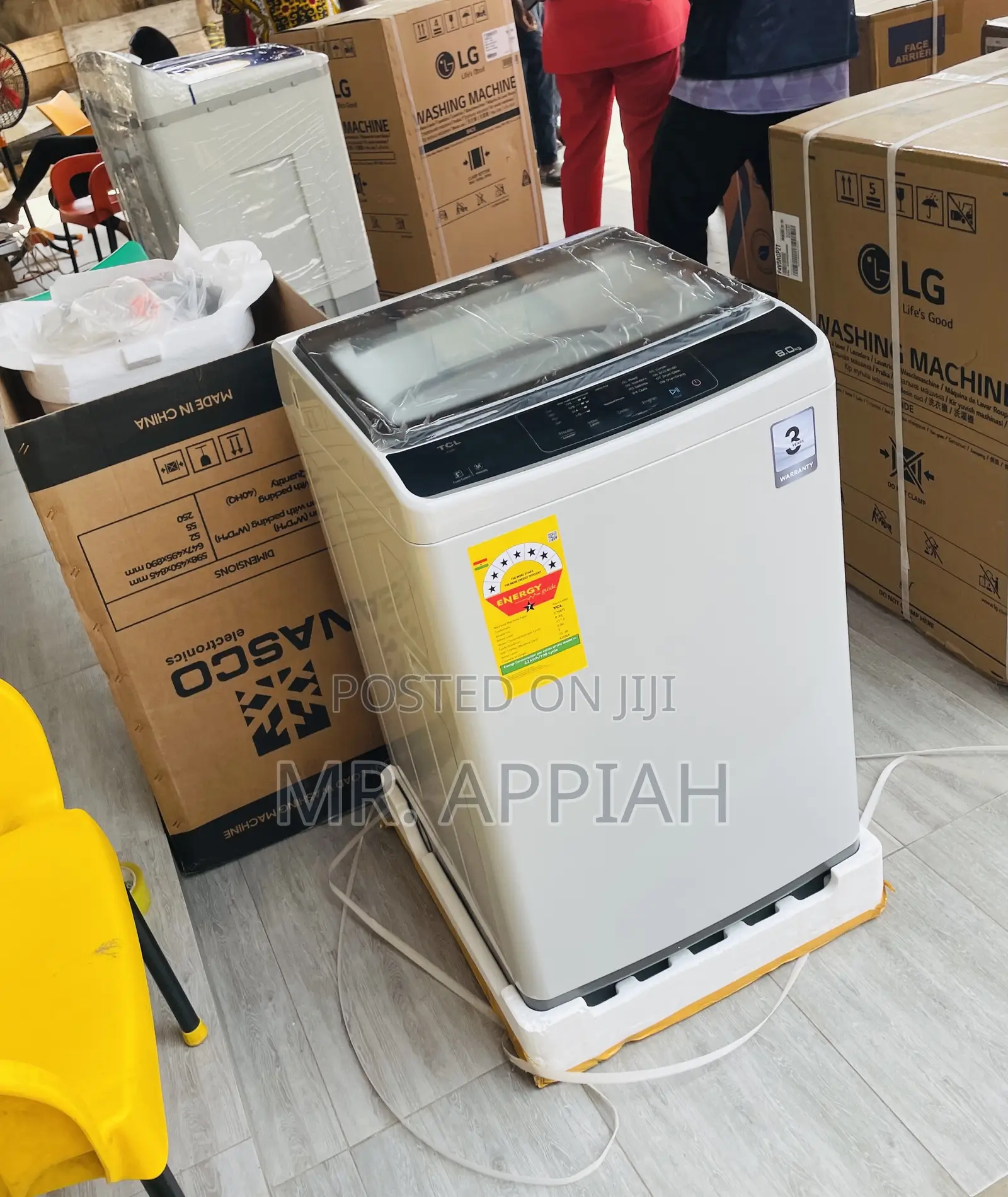Efficient TCL 8kg Top Load Fully Automatic Washing Machine.