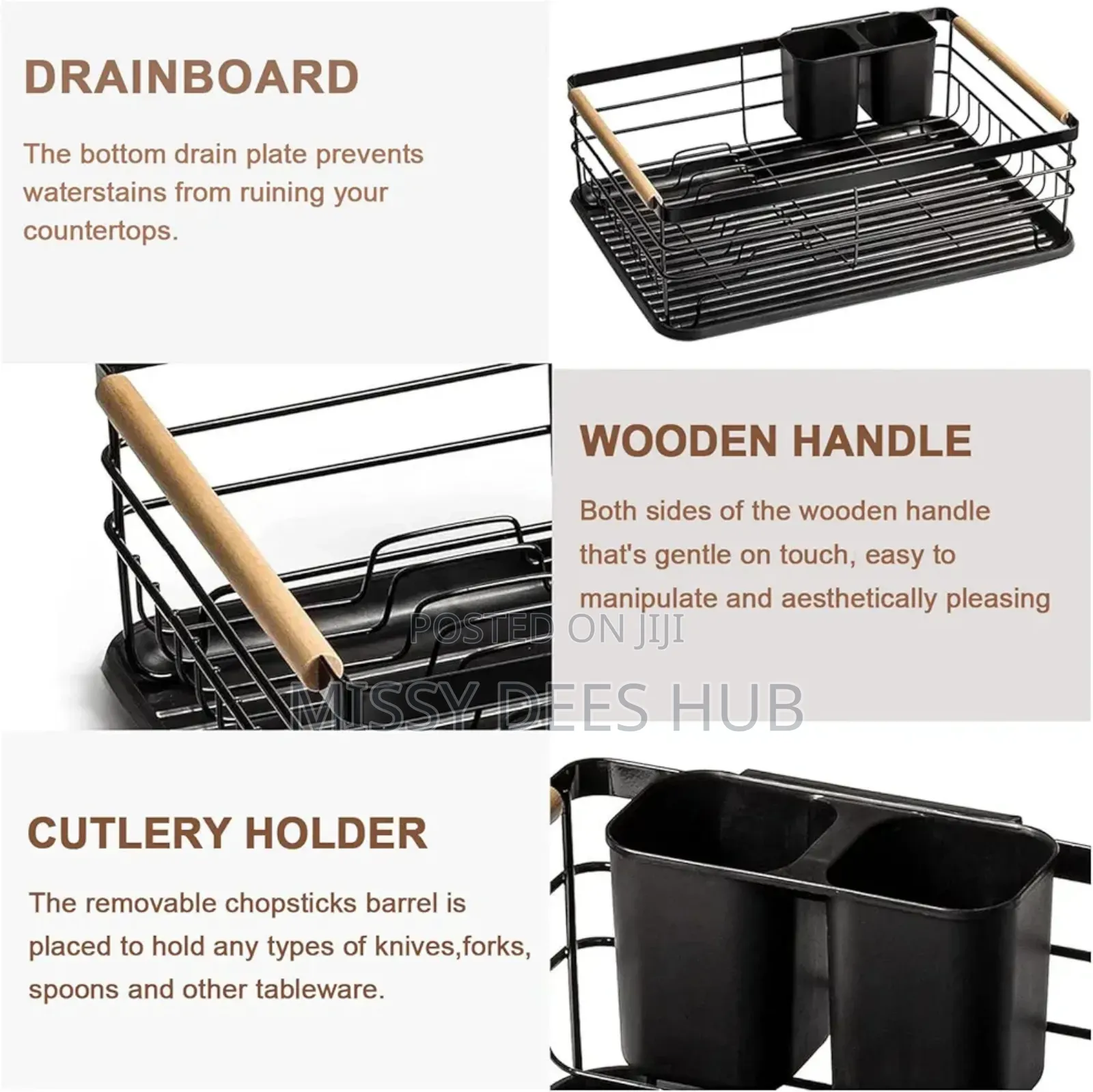 Dish Rack With Wooden Handles