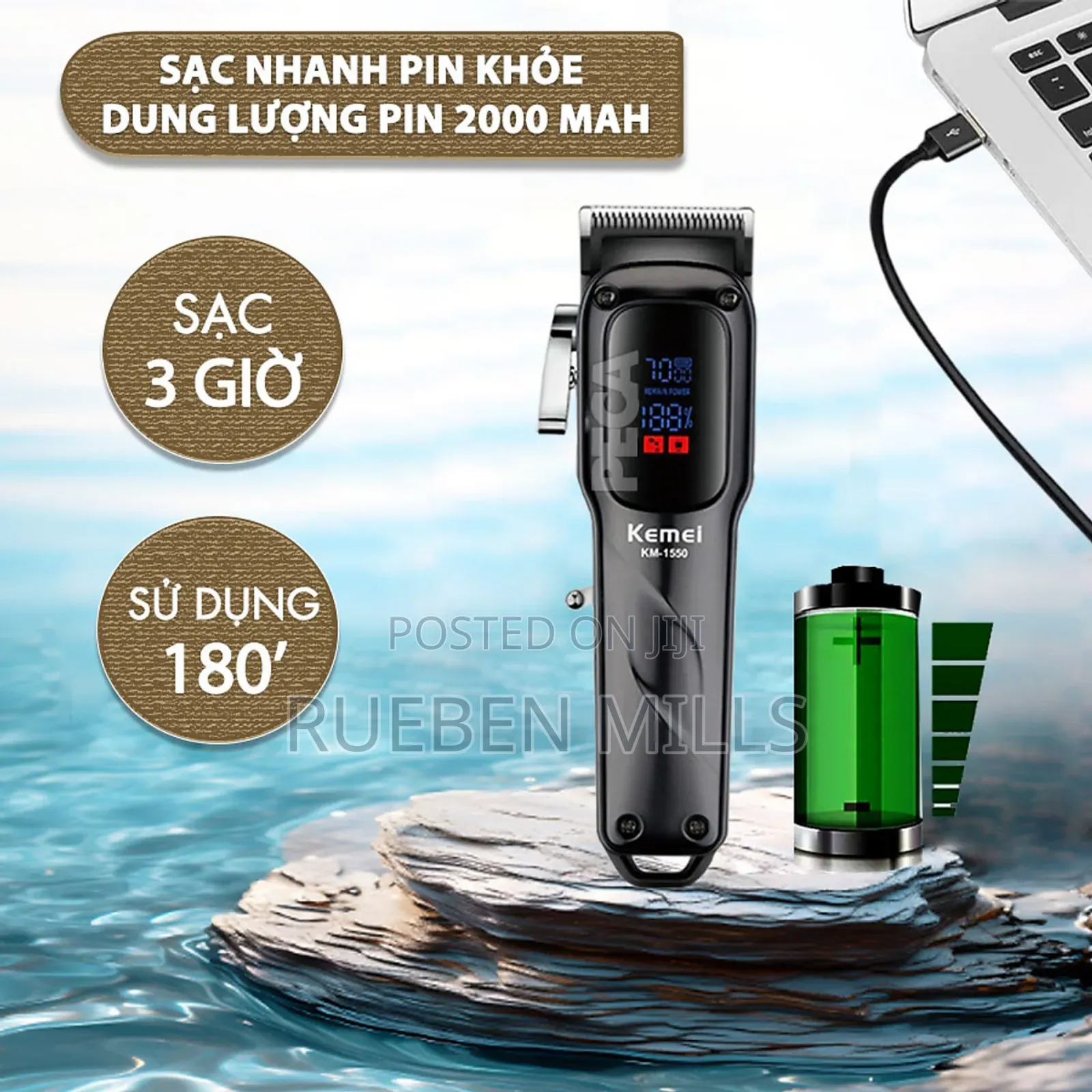 Kemei KM1550 Fine Steel Blade Hair Clipper Barbering Machine