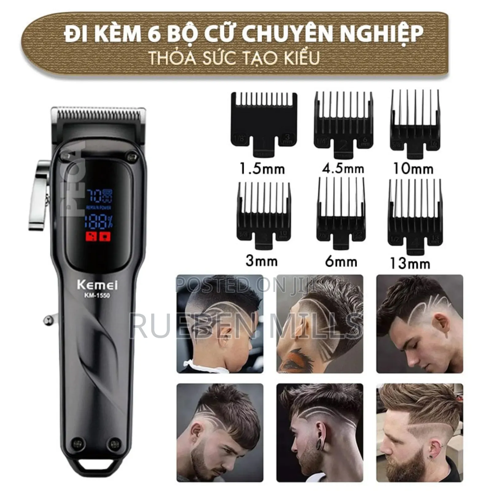 Kemei KM1550 Fine Steel Blade Hair Clipper Barbering Machine