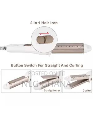 30W 2-in-1 Portable Hair Straightener And Curling Iron With