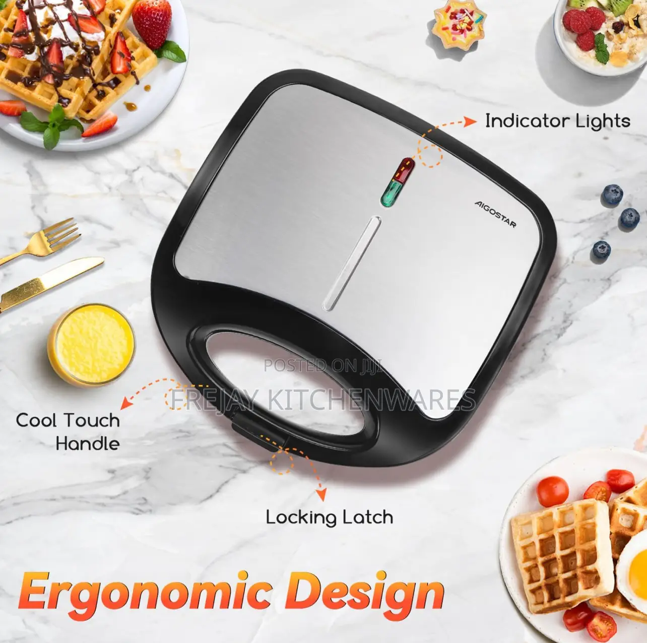 Aigostar Waffle Maker.NB:(Waffle Maker Is 4slice)