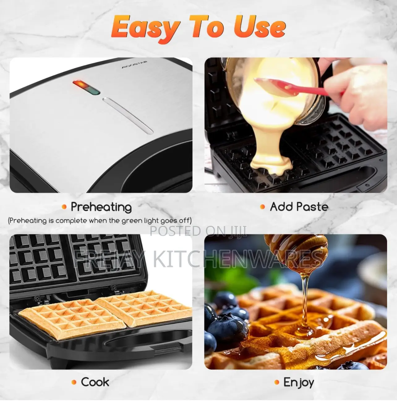 Aigostar Waffle Maker.NB:(Waffle Maker Is 4slice)