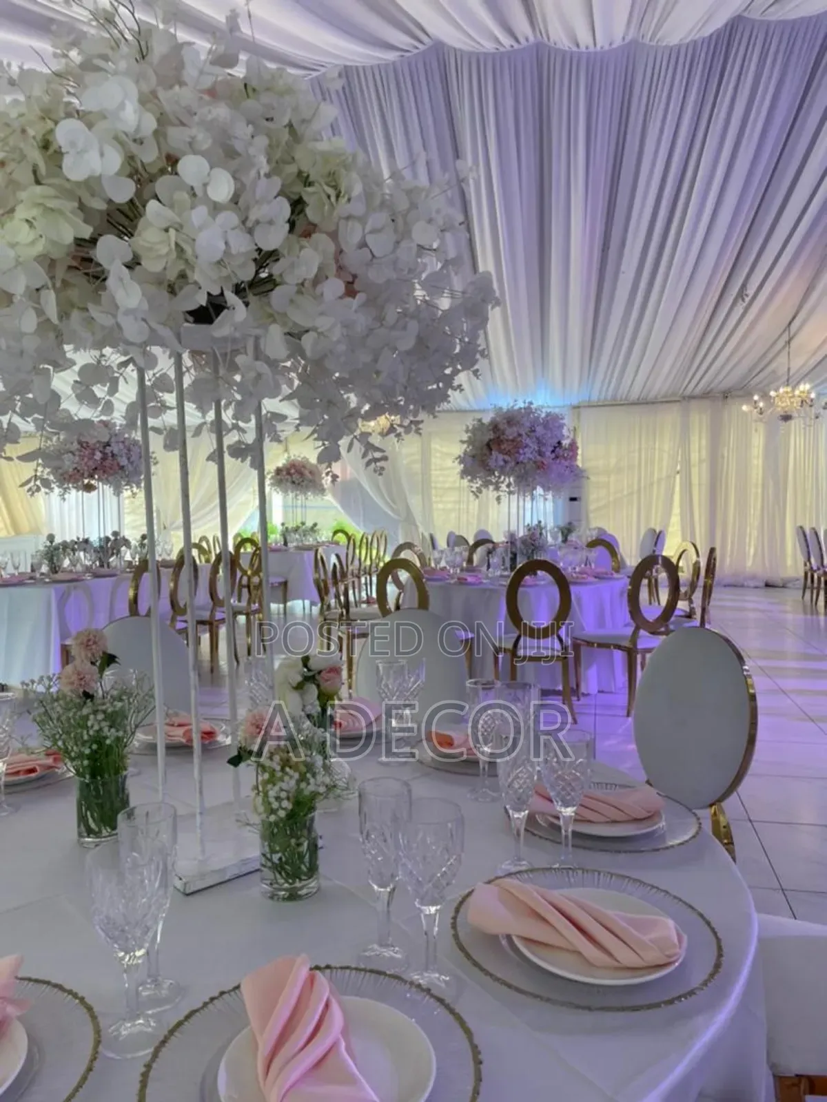 White Wedding Reception Decoration and Set With Class