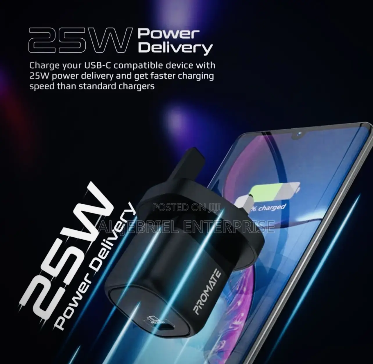 Quick Charge Powerport-25watts Promate USB-C WALL CHARGER